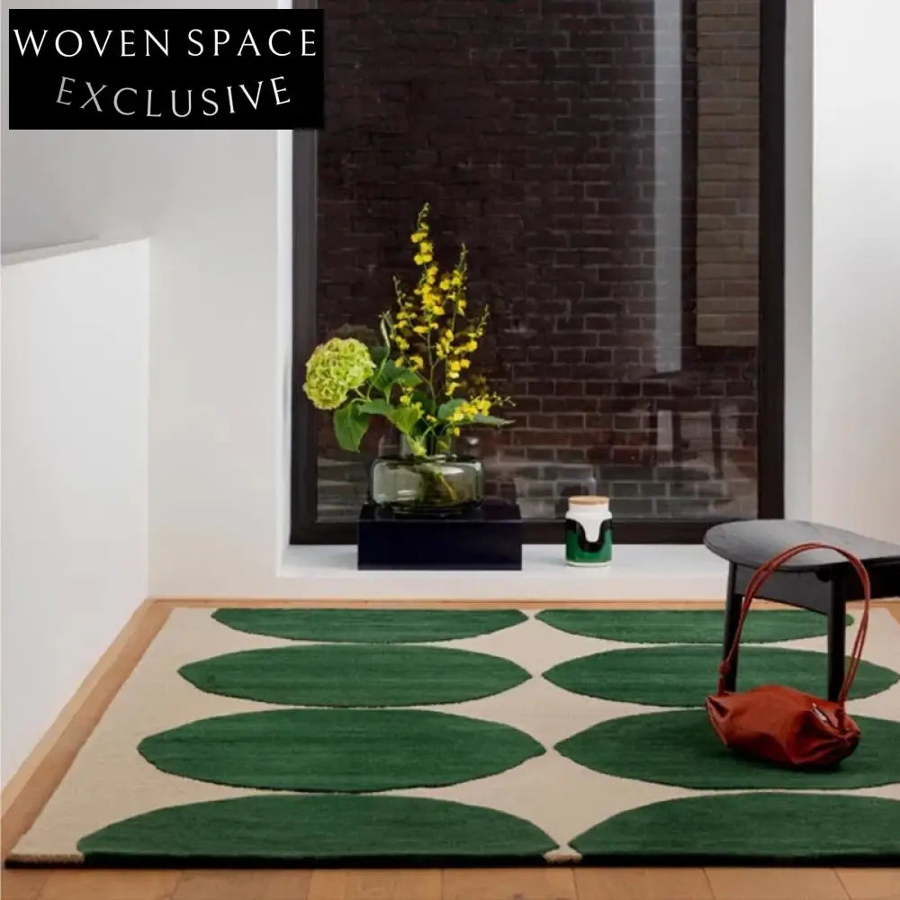 Luxurious 13mm Thick Polyester Carpet: Modern Blue Green Retro Home Decor