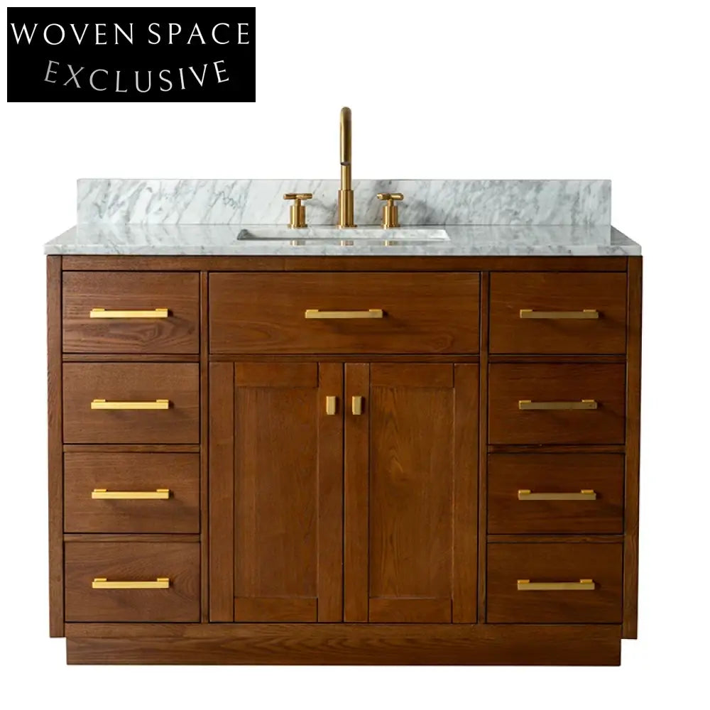 Luxurious 48-inch Classical Wood Bathroom Vanity Storage Cabinet