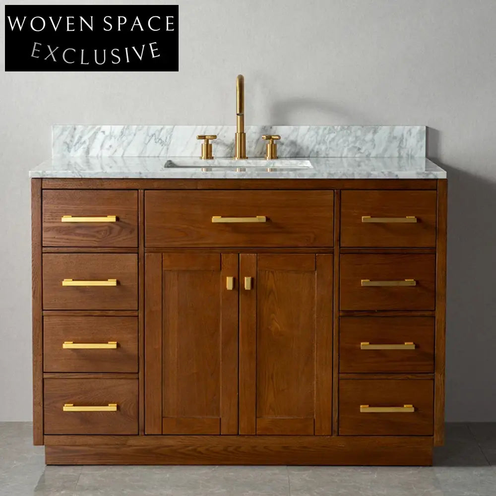 Luxurious 48-inch Classical Wood Bathroom Vanity Storage Cabinet