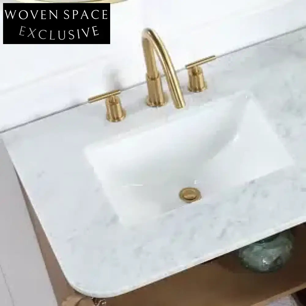 Luxurious 60-inch Double-Sink Modern Bathroom Vanity Cabinet with Marble Top