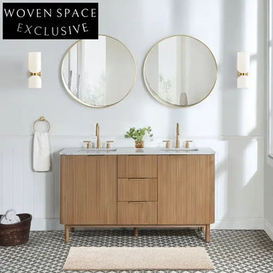 Luxurious 60-inch Double-Sink Modern Bathroom Vanity Cabinet with Marble Top