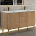 Luxurious 60-inch Double-Sink Modern Bathroom Vanity Cabinet with Marble Top