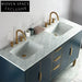 Luxurious 60-inch Navy Blue Bathroom Vanity Cabinet with Marble Top & Ceramic Sink