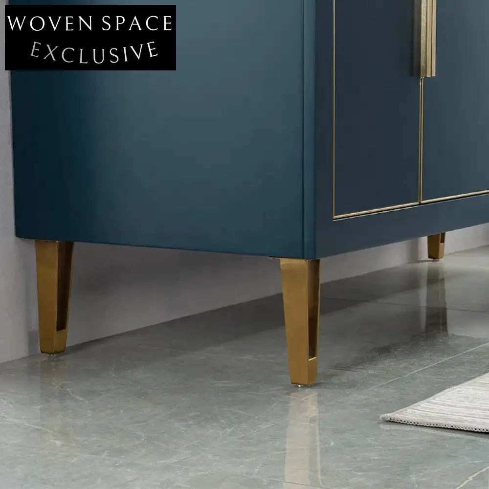 Luxurious 60-inch Navy Blue Bathroom Vanity Cabinet with Marble Top & Ceramic Sink