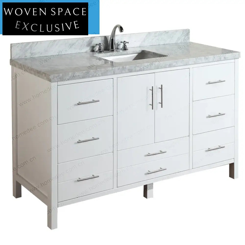 Luxurious 60-Inch Solid Wood Double Sink Bathroom Vanity with Elegant Stone Countertop