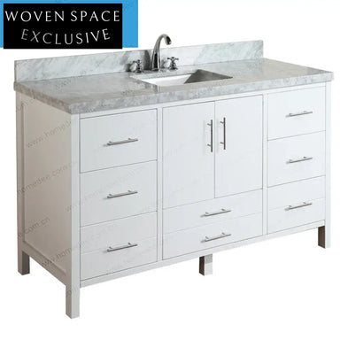Luxurious 60-Inch Solid Wood Double Sink Bathroom Vanity with Elegant Stone Countertop