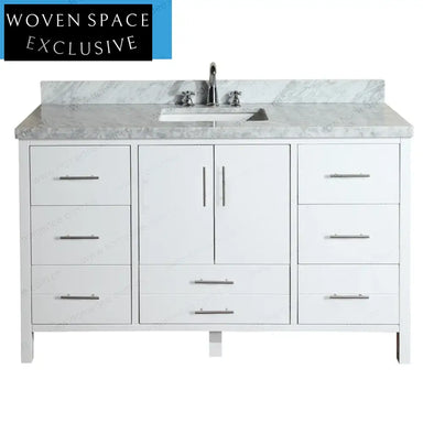 Luxurious 60-Inch Solid Wood Double Sink Bathroom Vanity with Elegant Stone Countertop