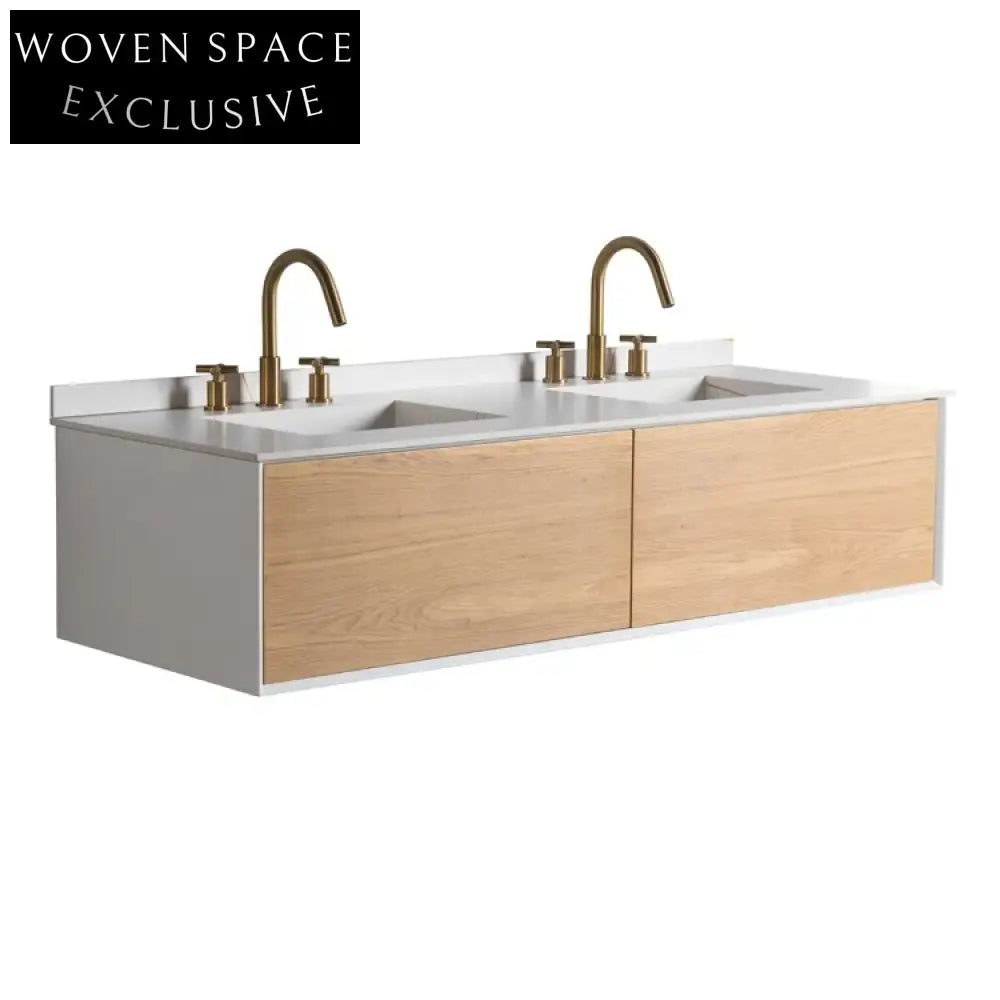 Luxurious 60-inch Wall-Mounted Bathroom Vanity with Dual Soft-Close Drawers