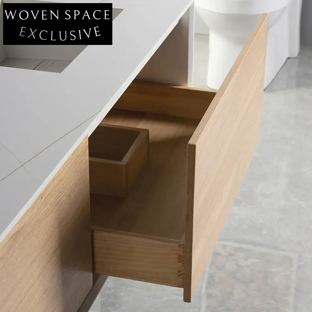 Luxurious 60-inch Wall-Mounted Bathroom Vanity with Dual Soft-Close Drawers