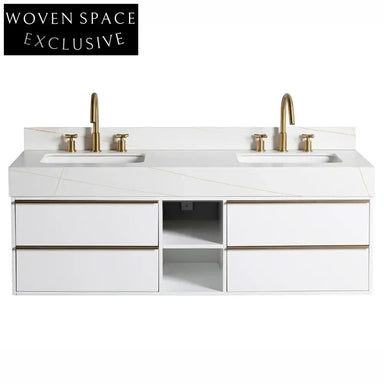 Luxurious 60-inch Wall Mounted Waterproof Bathroom Vanity with Modern Metal Handle