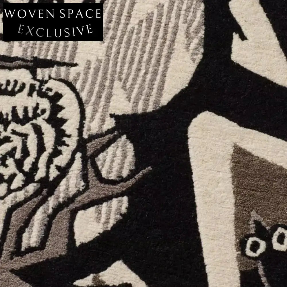 Luxurious Antique French Style Handmade Polyester Abstract Area Rug 13mm Thick