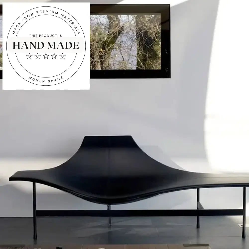 Luxurious Black Leather Chaise Lounge Sofa, Modern Accent Living Room Seating