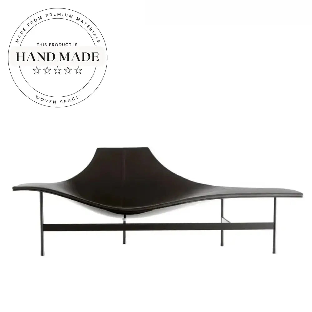 Luxurious Black Leather Chaise Lounge Sofa, Modern Accent Living Room Seating