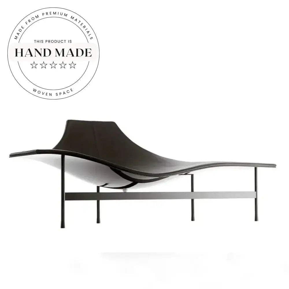 Luxurious Black Leather Chaise Lounge Sofa, Modern Accent Living Room Seating