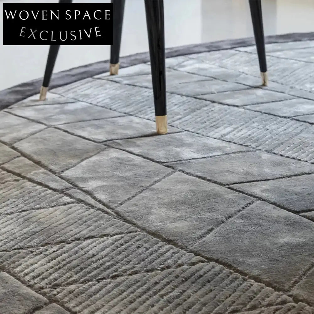 Luxurious Black Tencel Hand-Tufted Modern Living Room Area Carpet