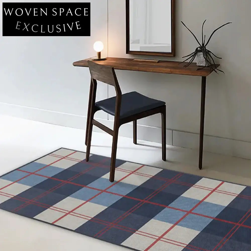 Luxurious Blue French Modern Polyester Fiber Area Rug for Living Room