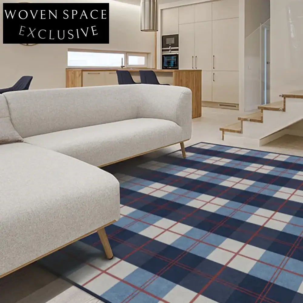 Luxurious Blue French Modern Polyester Fiber Area Rug for Living Room