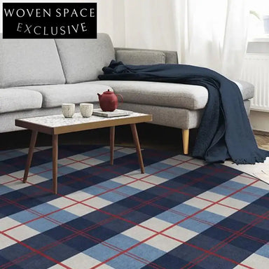 Luxurious Blue French Modern Polyester Fiber Area Rug for Living Room