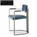 Luxurious Blue Velvet Dining Chair with Gold Metal Armrests and Legs