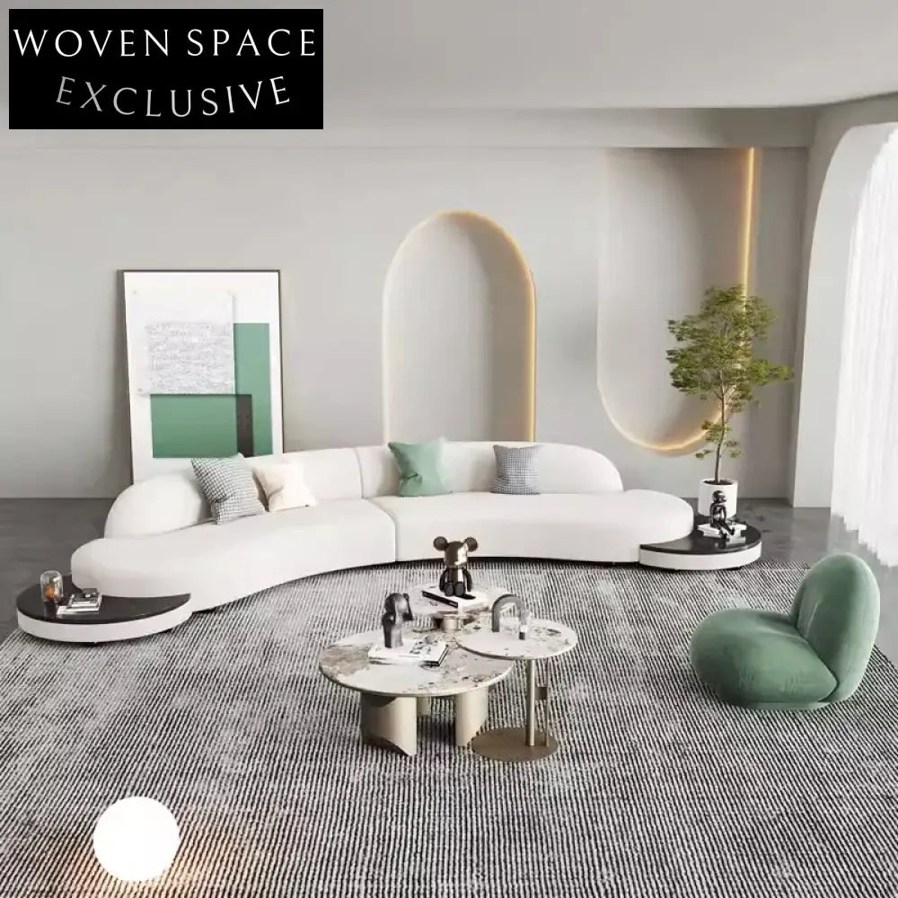 Luxurious Boucle Fabric Curved Sectional Sofa Set - Modular Floor Couch