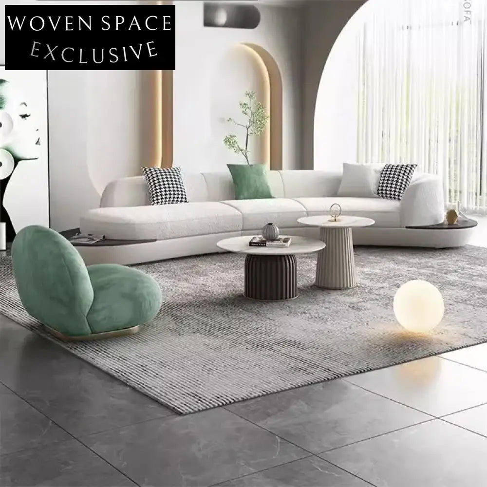 Luxurious Boucle Fabric Curved Sectional Sofa Set - Modular Floor Couch