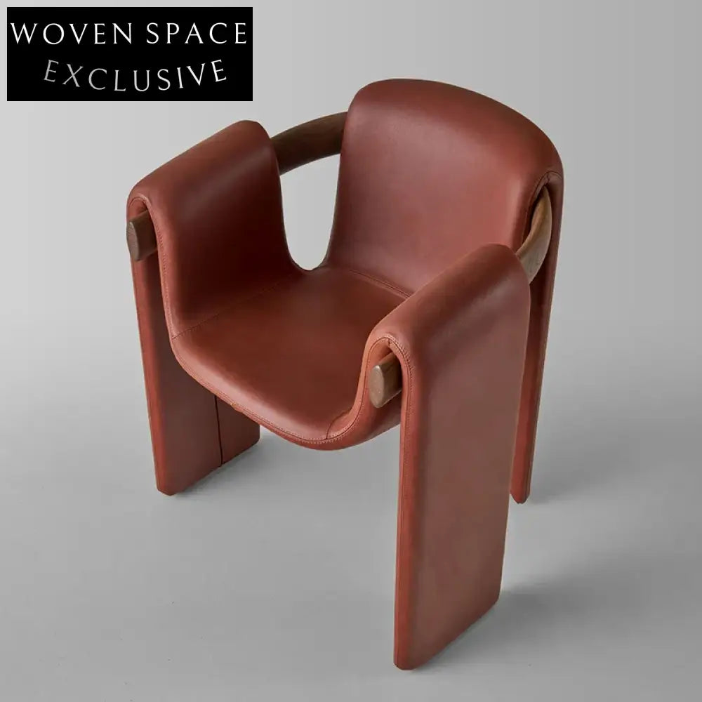 Luxurious Boucle Fabric Dining Chair with Leather Armrest, Modern Accent Seat