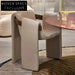 Luxurious Boucle Fabric Dining Chair with Leather Armrest, Modern Accent Seat
