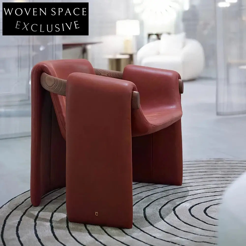 Luxurious Boucle Fabric Dining Chair with Leather Armrest, Modern Accent Seat