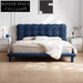 Luxurious Boucle Fabric Upholstered Platform Bed Frame with High Headboard