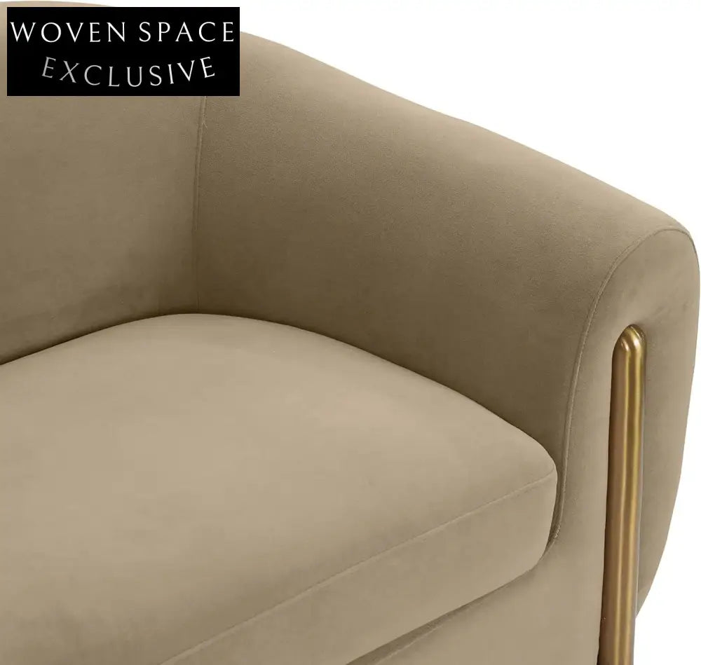 Luxurious Brown Velvet Sofa, Modern Upholstery Design, Comfortable Living Room Couch