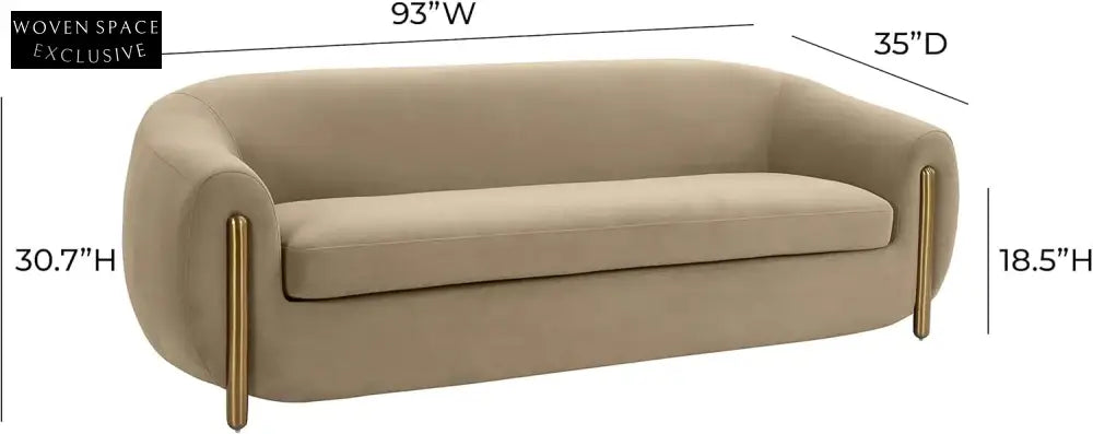 Luxurious Brown Velvet Sofa, Modern Upholstery Design, Comfortable Living Room Couch