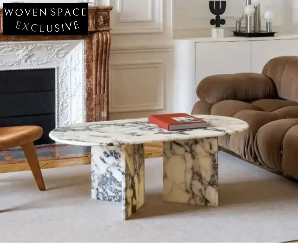 Luxury Calacatta Viola Natural Marble Round Stone Coffee Table