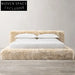 Luxurious Cashmere Fabric Modern King Queen Bed Frame with Solid Pine Wood