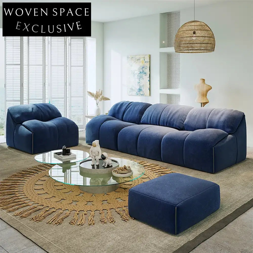 Luxurious Chesterfield Tufted Fabric Sectional Sofa Set for Living Room