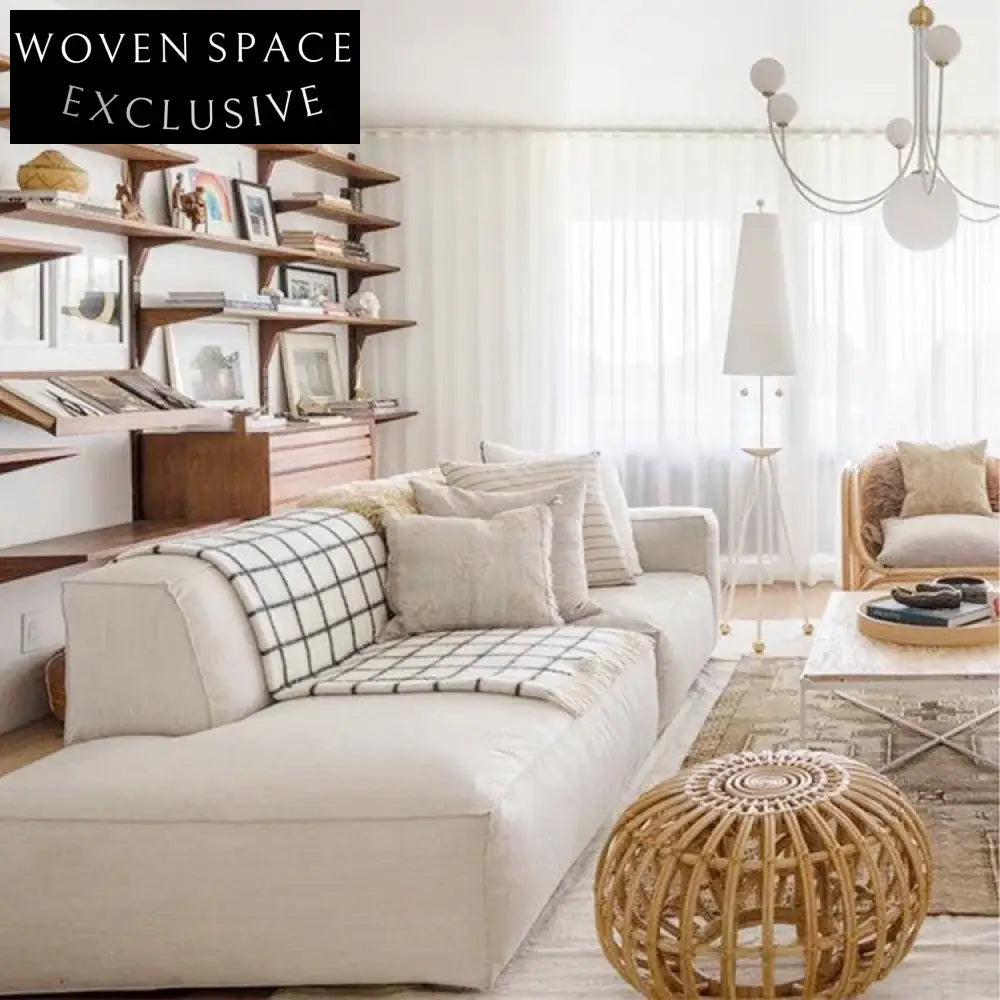 Luxurious Cream Fabric Modular Sectional Sofa, Modern Living Room Comfort Couch