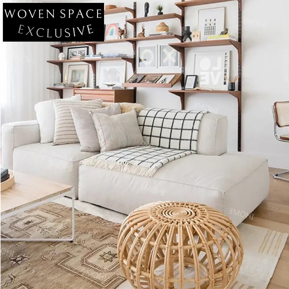 Luxurious Cream Fabric Modular Sectional Sofa, Modern Living Room Comfort Couch