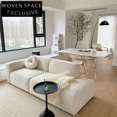 Luxurious Cream Fabric Modular Sectional Sofa, Modern Living Room Comfort Couch