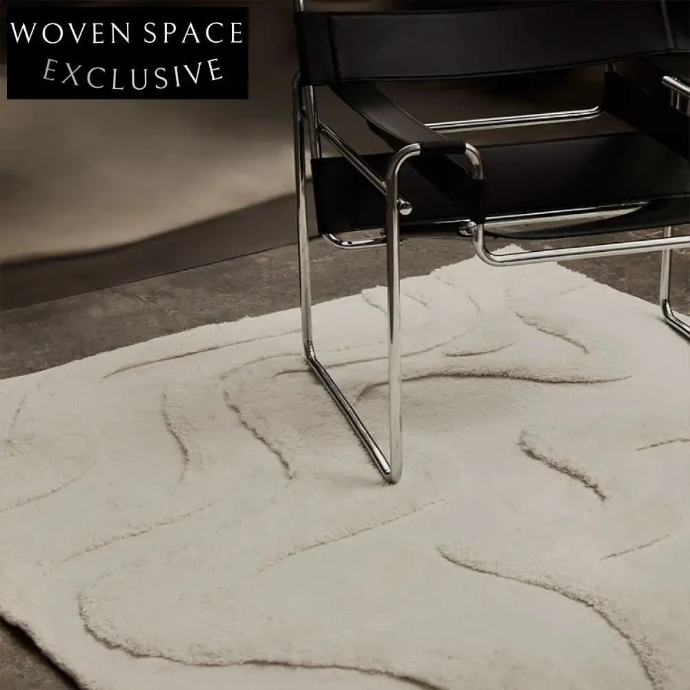 Luxurious Cream Geometric Striped Thickened Area Rug for Modern Living Room Decor