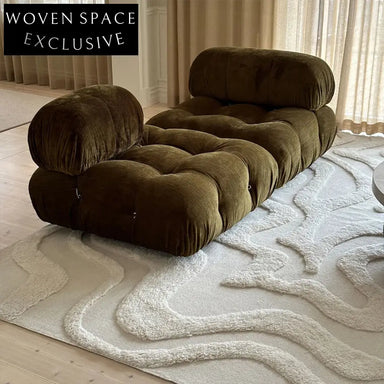 Luxurious Cream Geometric Striped Thickened Area Rug for Modern Living Room Decor