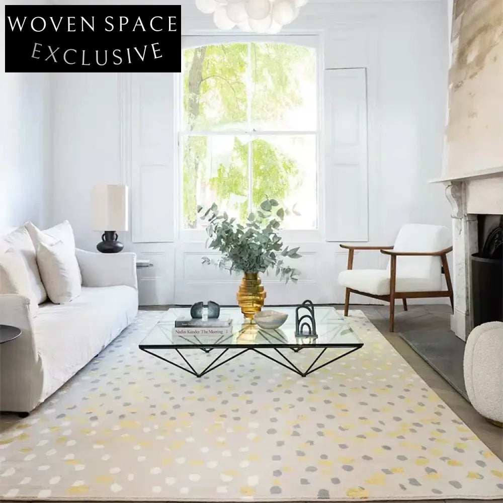 Luxurious Cream Handmade Polyester Modern Living Room Bedroom Area Carpet