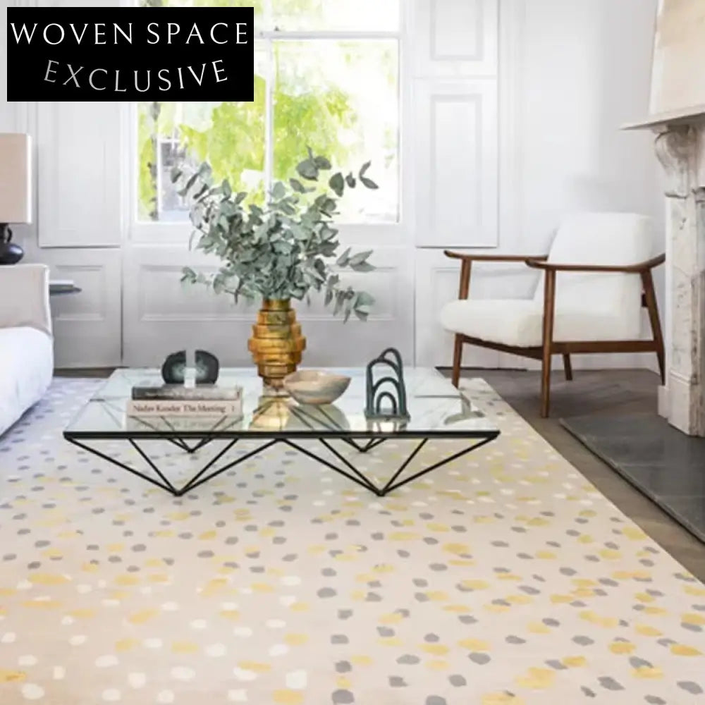 Luxurious Cream Handmade Polyester Modern Living Room Bedroom Area Carpet