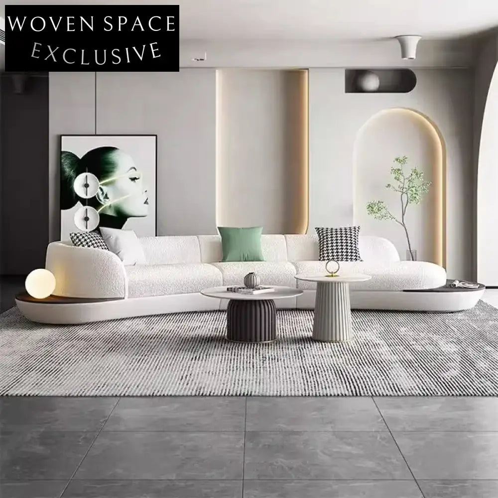 Luxurious Curved Boucle Sectional Sofa Set Large Modular Floor Couch