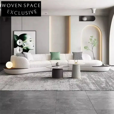 Luxurious Curved Boucle Sectional Sofa Set Large Modular Floor Couch