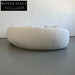 Luxurious Curved Boucle Sofa: Elegant White Upholstery, Modern Design for Living Room