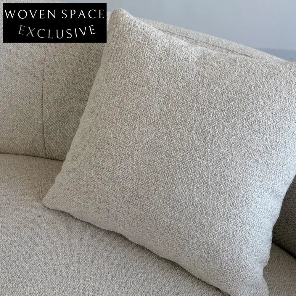 Luxurious Curved Boucle Sofa: Elegant White Upholstery, Modern Design for Living Room