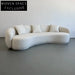 Luxurious Curved Boucle Sofa: Elegant White Upholstery, Modern Design for Living Room
