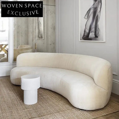 Luxurious Curved Modular Boucle Sofa, White Teddy Fabric, Nordic Design Sectional