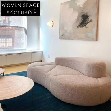 Luxurious Curved Teddy Shearling Fabric Lounge Sofa - Modern European Style