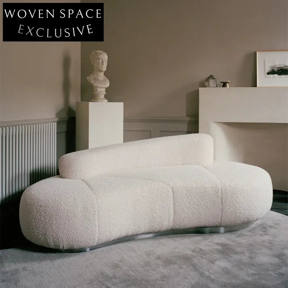 Luxurious Curved Teddy Shearling Fabric Lounge Sofa - Modern European Style