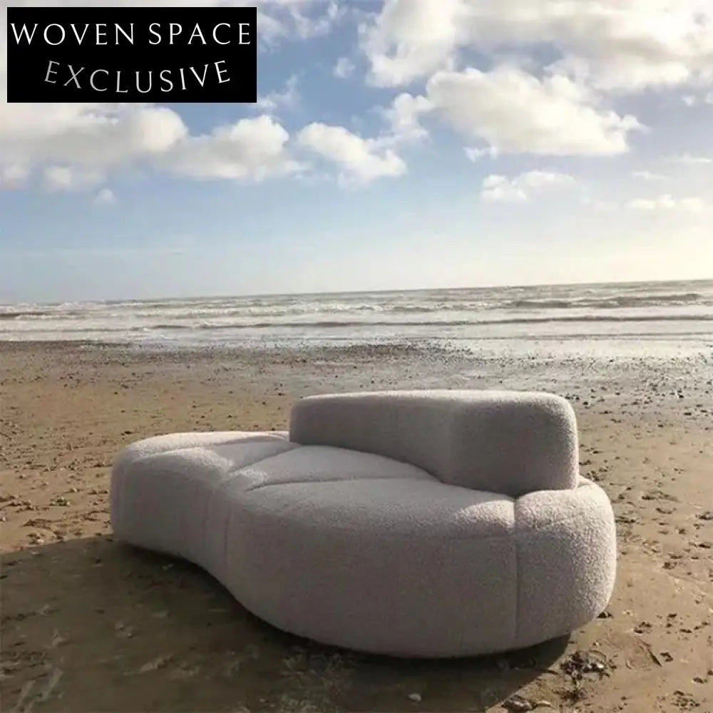 Luxurious Curved Teddy Shearling Fabric Lounge Sofa - Modern European Style